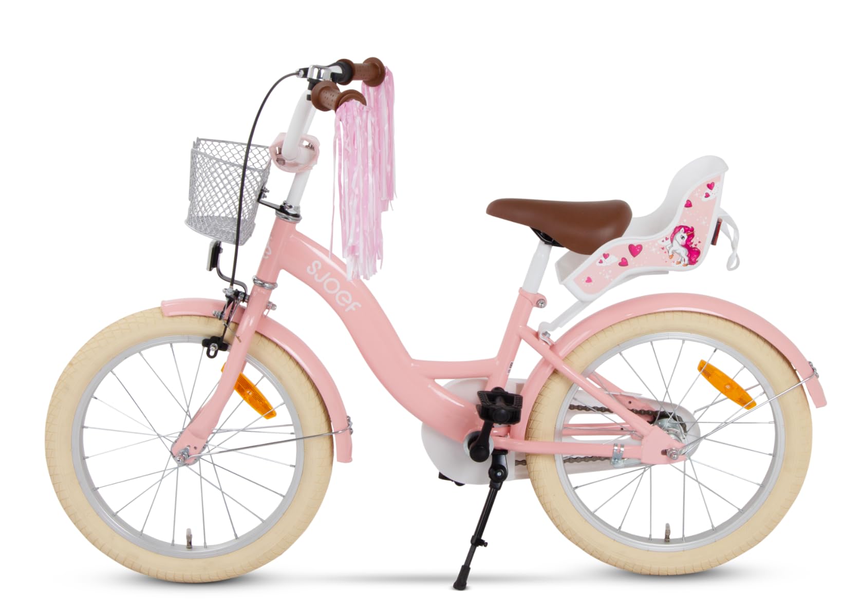 Dolly Kinderfahrrad 18 Zoll | Ab 5-7 Jahre | einfache Montage (95% vormontiert) | Kinder Fahrrad für Mädchen/Jugend | Kleidergröße von 103 bis 118 cm | inklusive Seitenständer - Rosa