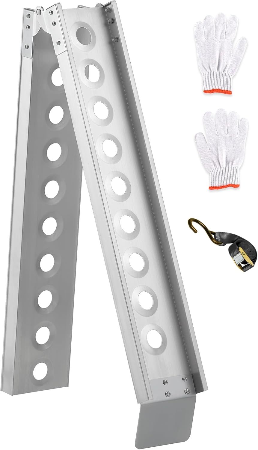 Bike Ramp 1PC Truck Ramp 440LBS 77x7 ATV Loading Ramp for Pickup Trucks Lawn Mower Motorcycle Shed Trailer Car Ramps for Tailgat Cart Dirt Bike Motorcycle Accessorie Alumnium Portable Ramps with Strap Black/6.5FT/440LBS/1PC/Foldable