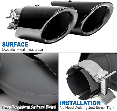 Miniatura 10 de Puntas de escape negras brillantes estilo GTS compatibles con puntas de escape Porsche Macan 2019-2023, base 2.0T (95B.2)