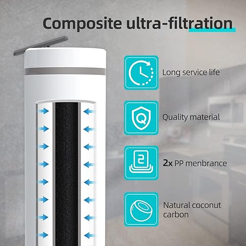 Miniatura 6 de PUREPLUS Filtro UTR400A-PPC y UTR400A-RO, repuesto para sistema de ósmosis inversa UTR400A, 1ª y 2ª etapa, 1 combo