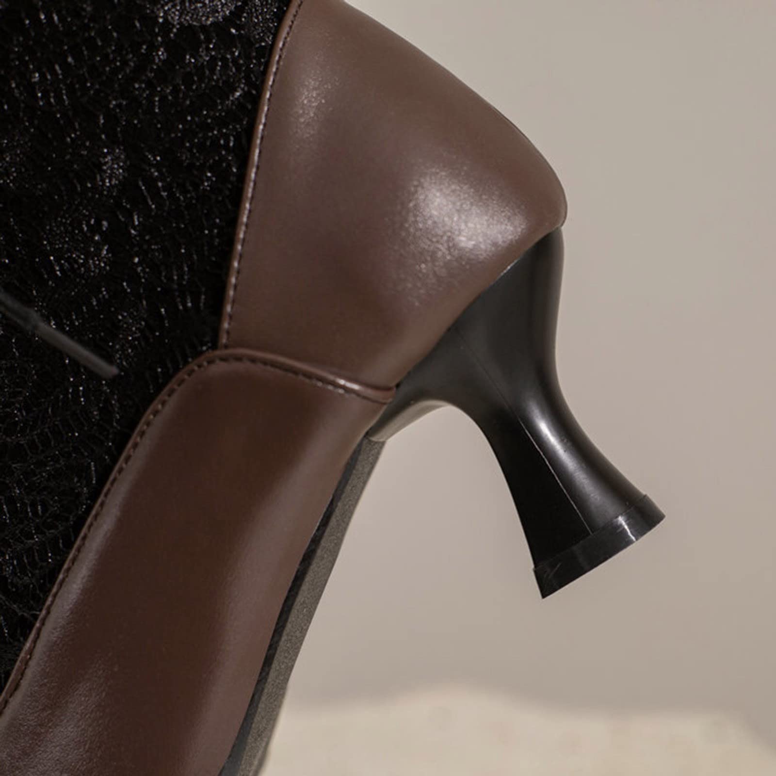 Botines de mujer de invierno elegantes de encaje con puntera hueca cómoda con cordones delanteros