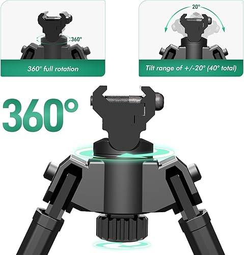 Miniatura 3 de Bípodes de rifle para caza y disparo con giro de 360 y bípode de pistola de 10 alturas ajustables para rifles