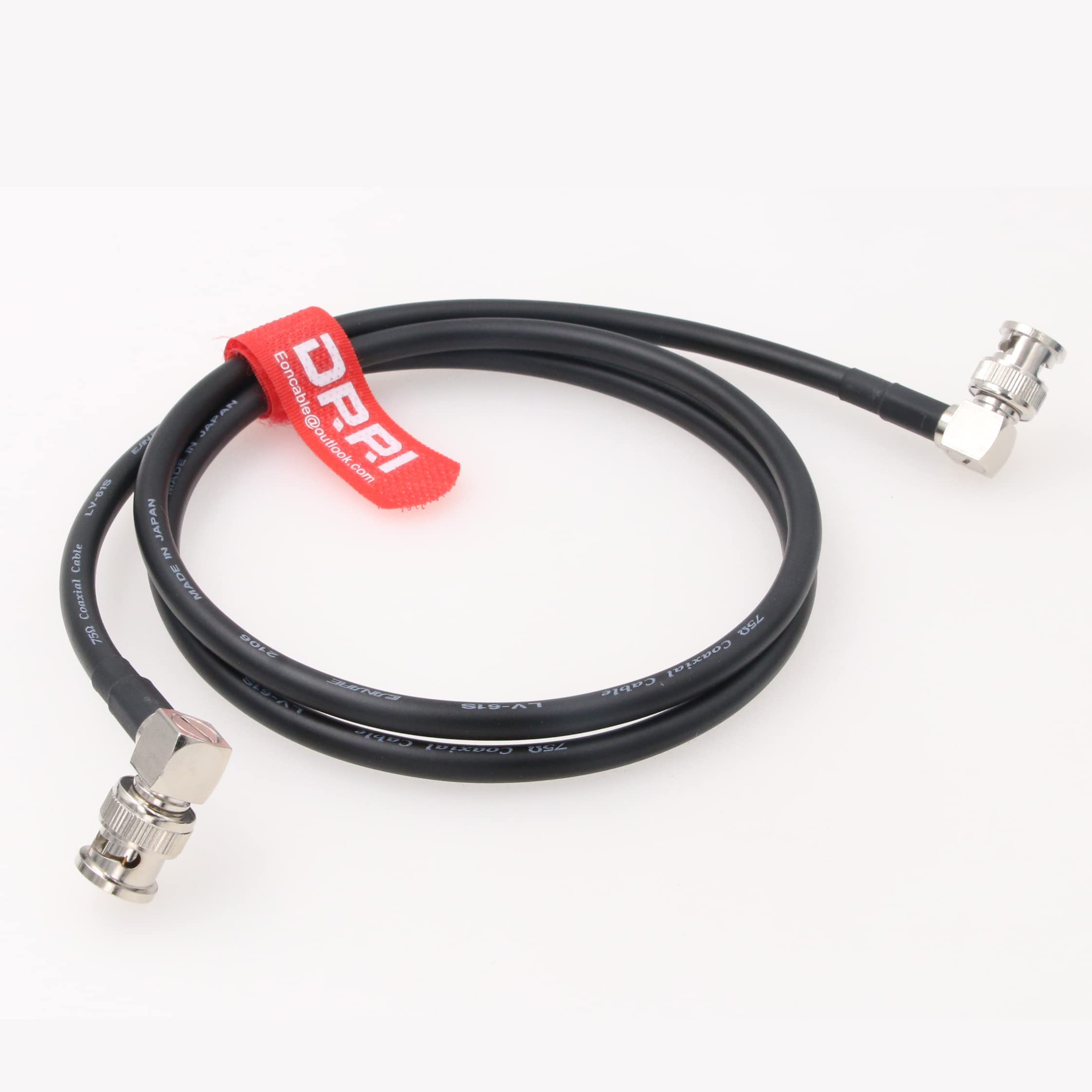 DRRI Canare12G-SDI 4K UHD Right-Angle BNC to Right-Angle BNC Coaxial Cable for Video Monitor (50CM, Black)