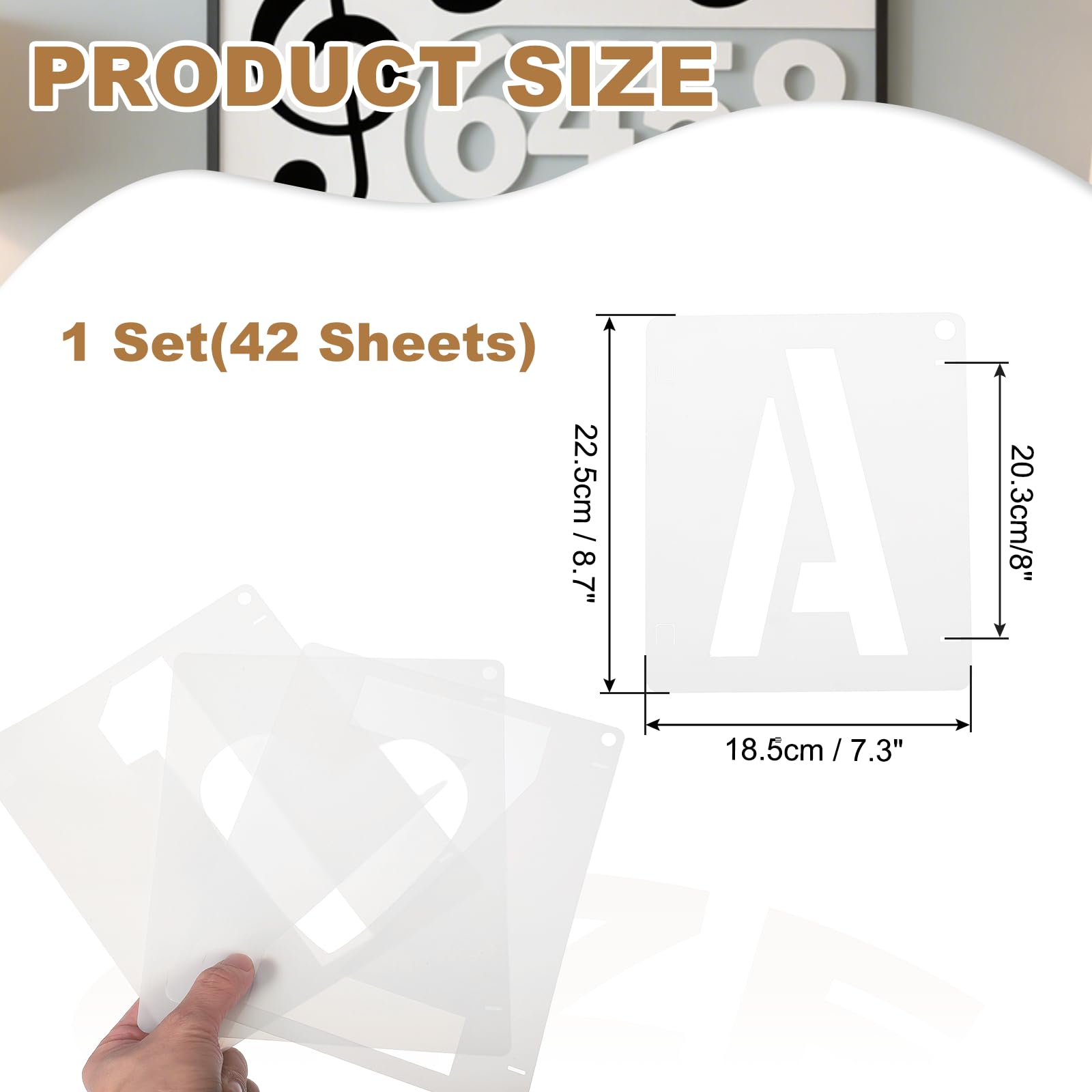 QUARKZMAN 42 Pezzi 8 Pollici Stencil Lettere Alfabeto Numeri Stencil Bianco | Plastica Riutilizzabile Simboli Stencil A Incastro, Fai Da Te, Arte Pittura Parete Lavagna Legno Insegne