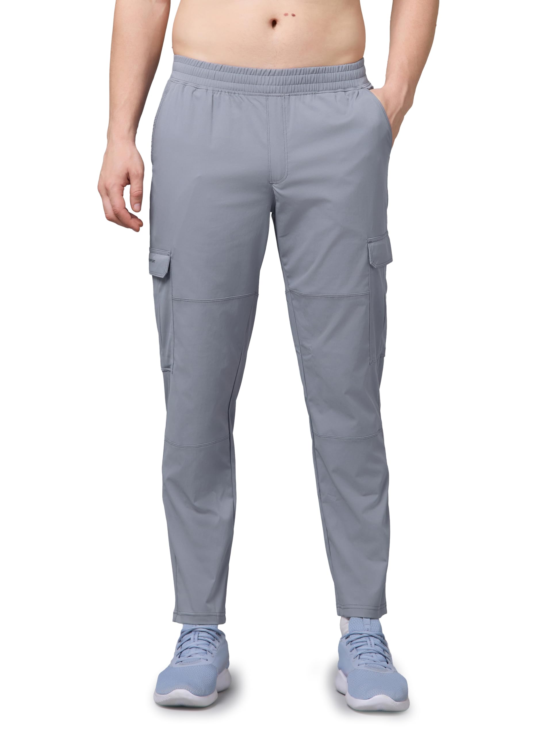 TECHNOSPORT Men's Solid Straight Fit Cargo Pants TS Flexi 6 Pocket Polyester Quick Dry Elasticated Drawstring for Gym Travel Running Workout-picture-40