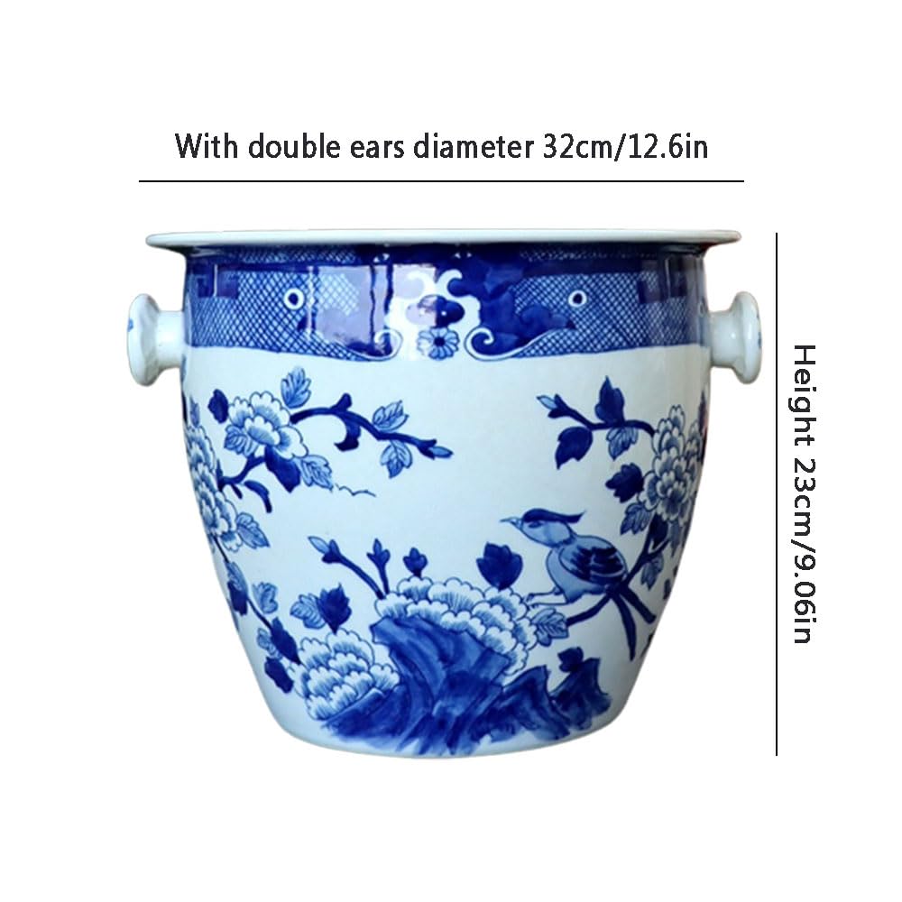 Niebieska i biała porcelanowa doniczka z obuuszną doniczką urną doniczka ceramiczna niebieska i biała doniczka na kwiaty astetyczna dekoracja pokoju niebieska i biała porcelanowa dekoracja