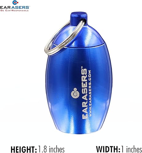 Miniatura 4 de EARasers Tapones para los oídos llavero estuche de transporte - Tapones para los oídos impermeables de aluminio y soporte para pastillas (azul)