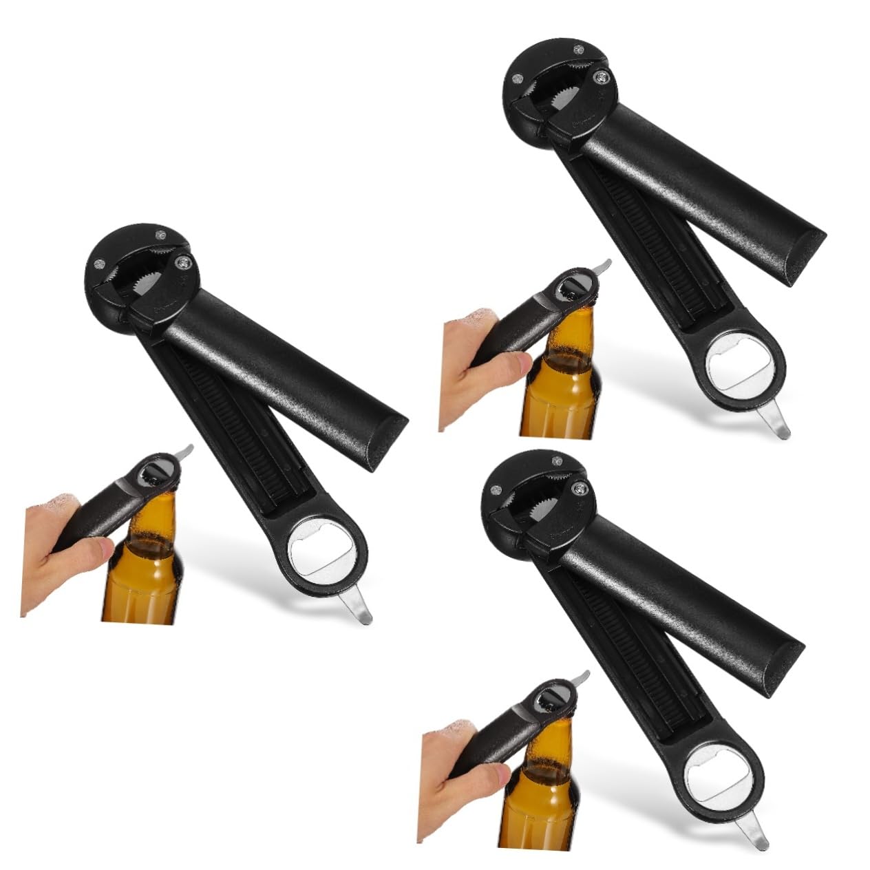 MAGICLULU 3st Öffner Flaschendeckelentferner Shaker Gadgets Wiederverwendbar Einstellbar Getränk Glasgreifer Bier Glasschlüssel Isolator Soda Dosenöffnungswerkzeug Wein Black 201 Edelstahl