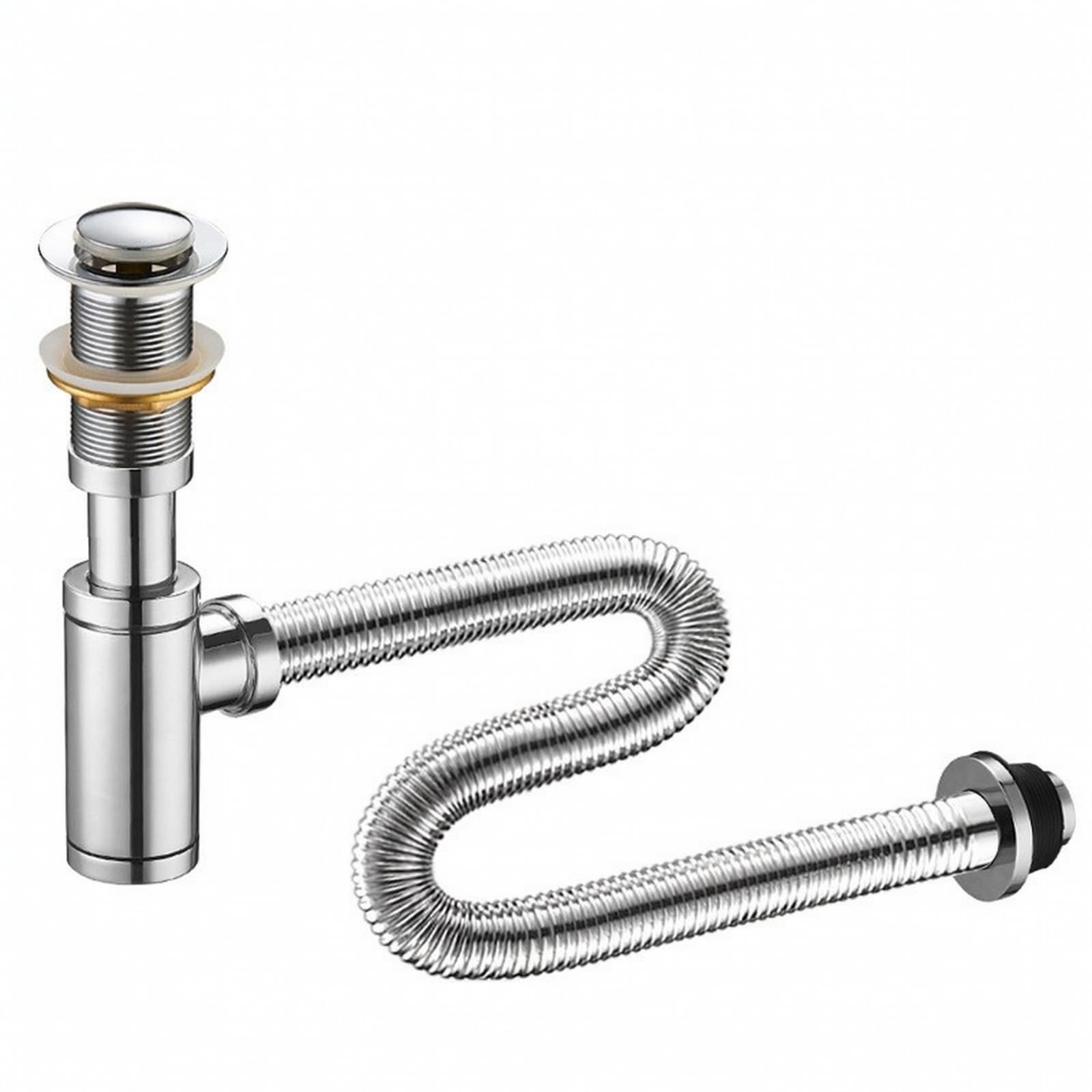 Amagogo Piletta di Scarico Durevole Idraulica | Design Compatto Salvaspazio, Sifone con Tubo Corrugato, Adattabile, Tubo Corrugato di Scarico, per Lavabo, Idraulici, Senza