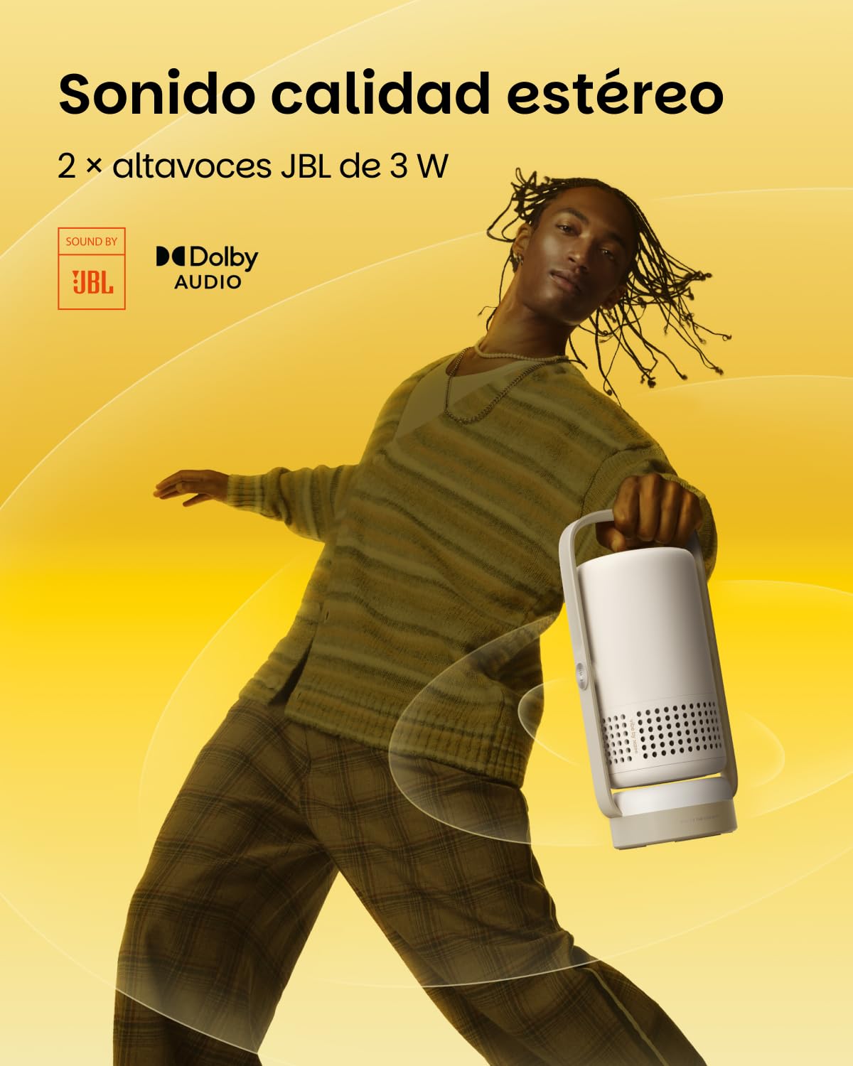 XGIMI Vibe One Batería integrada Proyector 1080p Inteligente Mini portátil, Google TV con Netflix, Sound by JBL, Soporte 160°, 1,2 h de Autonomía, WiFi, Bluetooth, (Nube Ceniza)