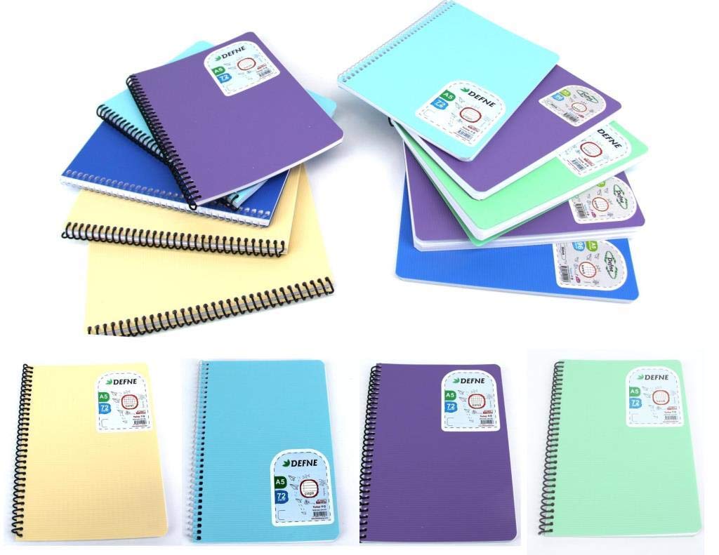 Bay A-5 - Quaderno a spirale con copertina in plastica, 72 fogli