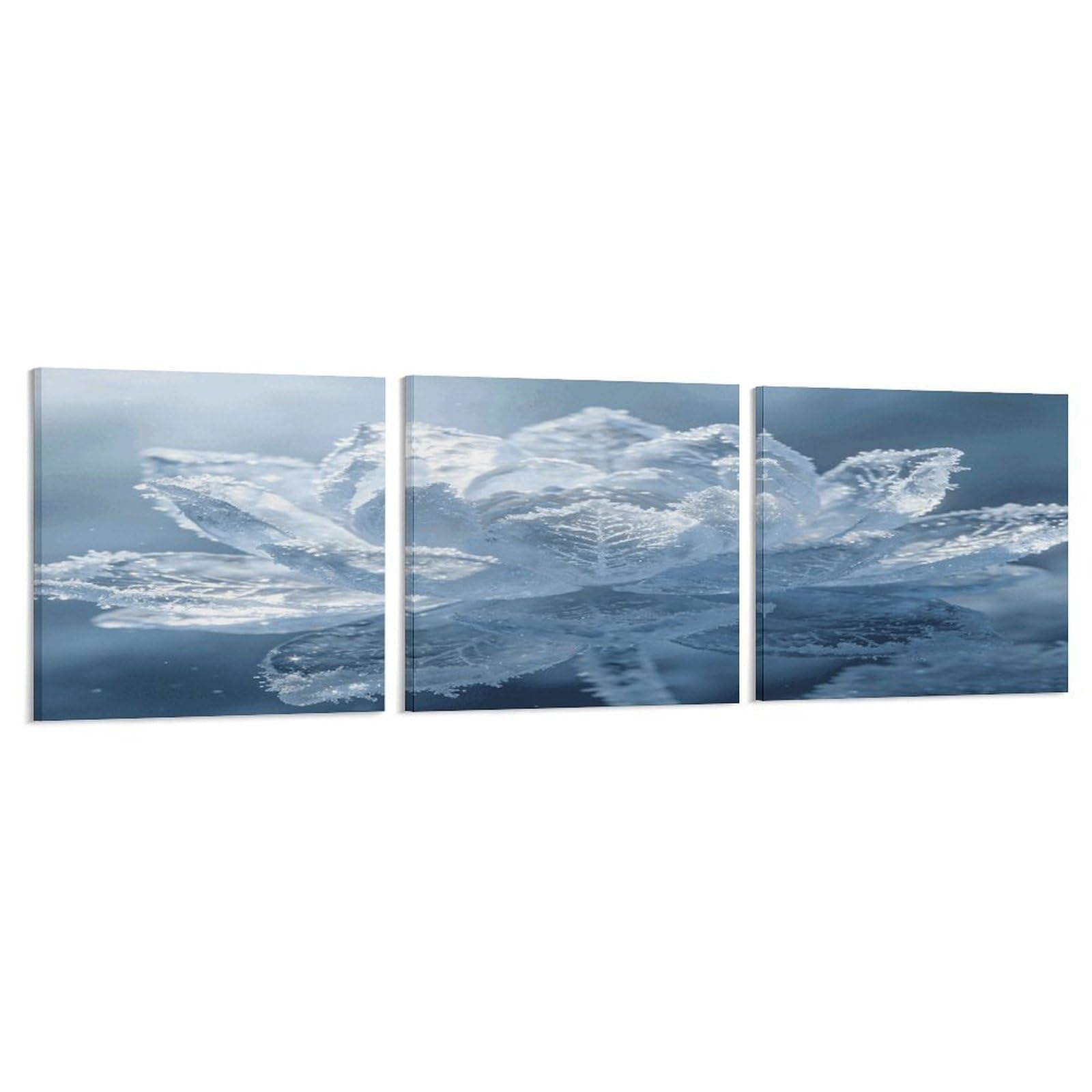 Khauerbc Style Set Of 3 Ice Lotus Wall Art，Paintings Artwork For Living Room, Hallway, Bedroom, Office Wall Decor For Living Room, Hallway, Bedroom, Office Paintings Artwork 8X8 Inch