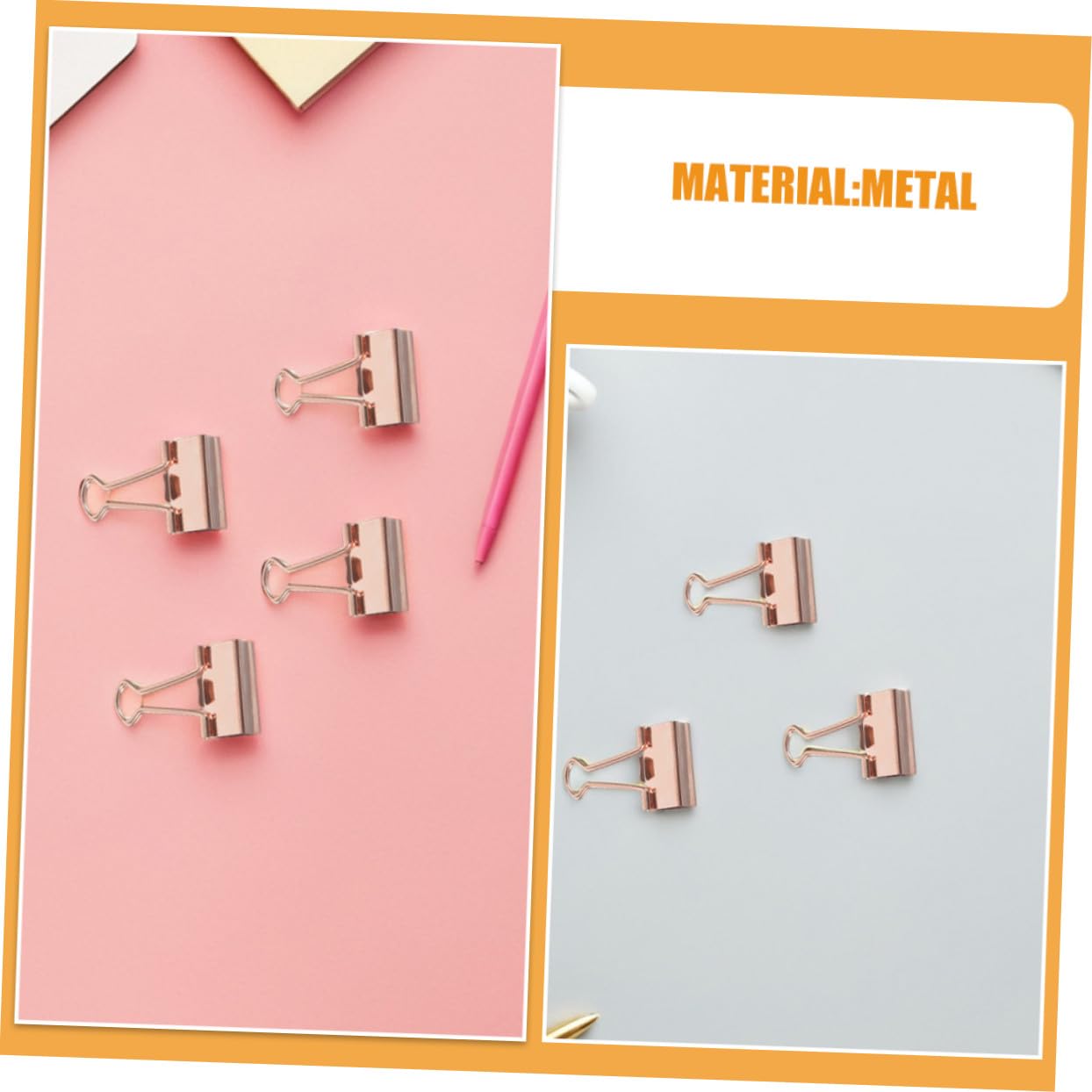 100 Pezzi Clip Fermacarte in Metallo Oro Rosa Morsetti Piccoli per Documenti Ufficio Scuola e Journaling Pinze Coda di Resistenti e Compatte per Organizzazione Carta