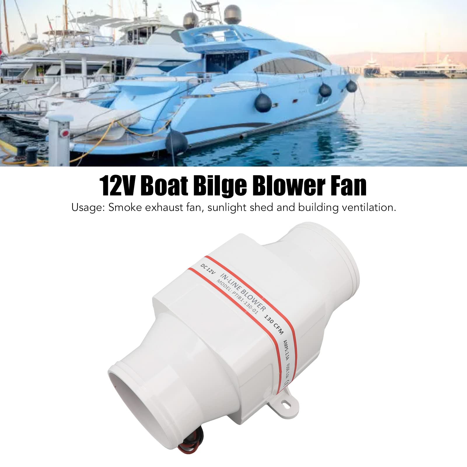 Ventilatore Elettrico Per Barca 12V - 130CFM, Per Sentina E Vani Motore, Diametro 3 Pollici - Foto 10