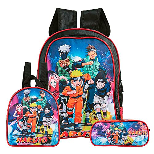 Kit Mochila Escolar Personagem de Costas + Lancheira Térmica + Estojo