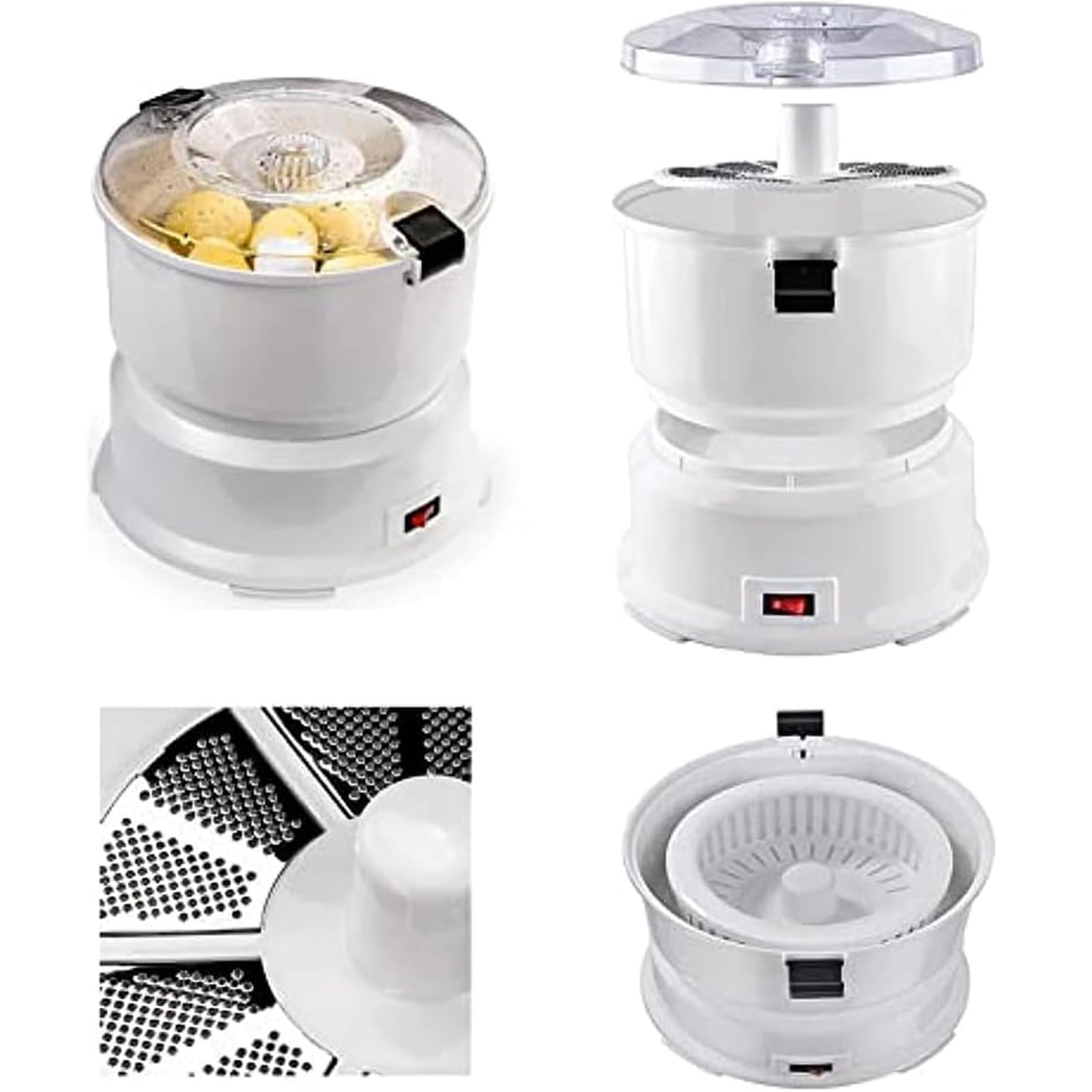 Sbucciatore Automatico per Patate da 85 W, Pelapatate Elettrico, con Contenitore E Blocco di Sicurezza Rotante, capacità 2,2 Libbre, per Patate, Patate Dolci, Pomodori, Zucchine