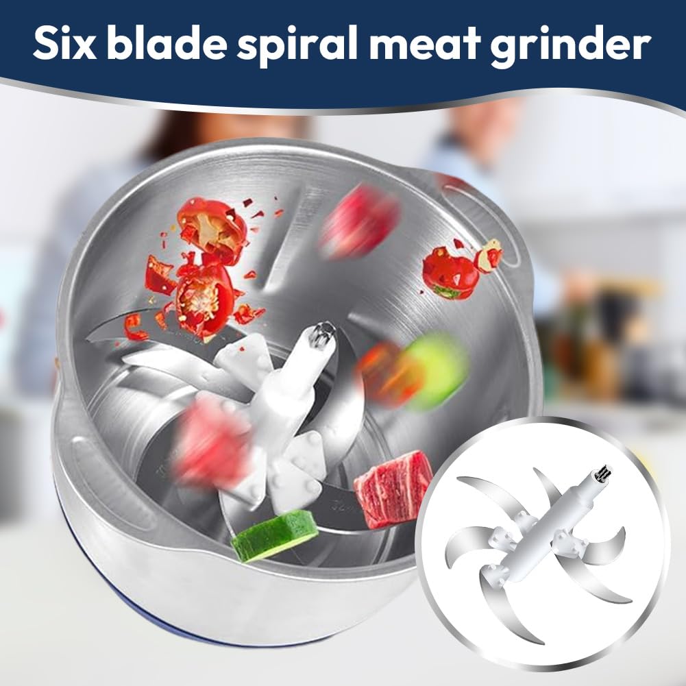 Zerkleinerer Elektrisch mit 5L Mixbehälter, 500W Multizerkleinerer, 5 Geschwindigkeiten Einstellbar, Ganzstahl Zerkleinerer mit Drehbare 6-seitige Stahlklinge für Fleisch,Zwiebeln,Babynahrung,Obst & G