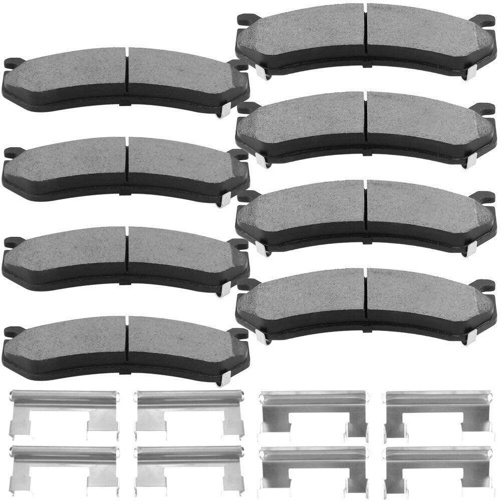 tostmolt D1273+D1326 New 8pcs Complete Front+Rear Super Quiet Ceramic Brake Pads With Slots+Shims