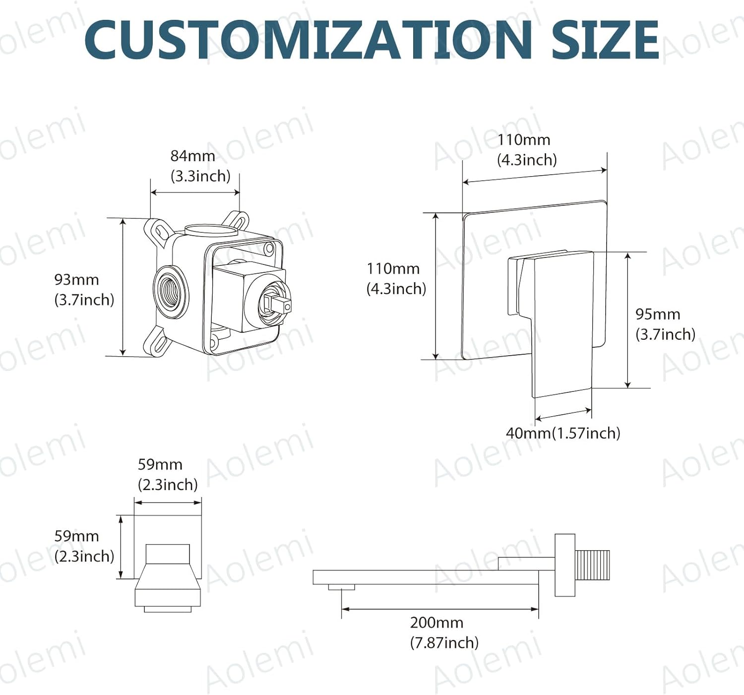 Aolemi Wall Mount Bathroom Faucet Wall Mounted Bathtub Faucet Single Handle Tub Filler with Rotating Spout Brass Rough-in Valve Included,Polish Chrome