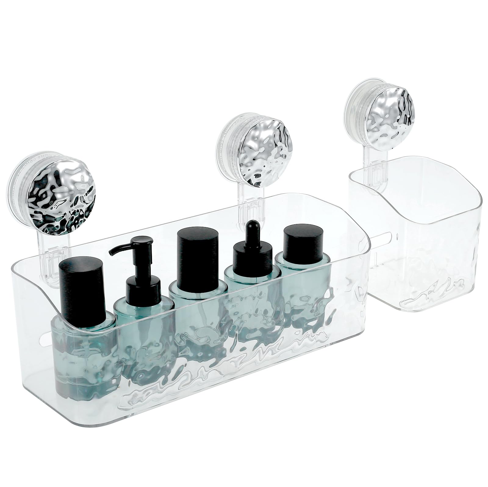 Abizarch Shower Caddy Suction Cup Shower Organizer Self-Draining Shower Shelves with Drainage Holes Removable Shower Storage Rack No