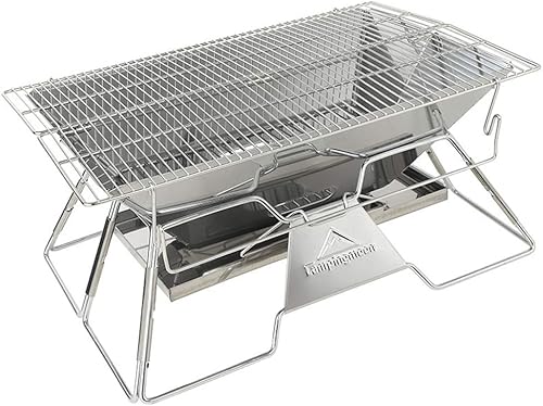 Miniatura 2 de Campingmoon - Parrilla plegable para barbacoa, parrilla de carbón portátil, estufa de leña de acero inoxidable, estufa de cocina para exteriores,