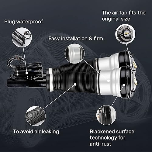 Miniatura 4 de maXpeedingrods 2 puntales de choque de suspensión neumática delantera para Mercedes-Benz W220 S-Class S430 S500 S600 S55AMG 2000-2006 con ABC y