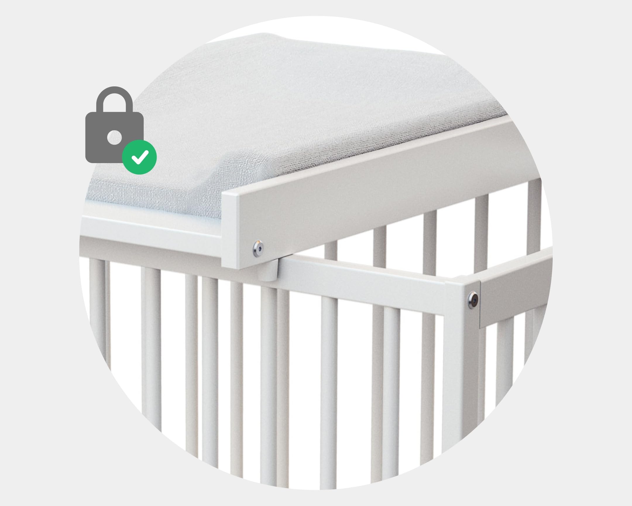 WEBABY - Plan à langer MONA Blanc |75 x 51,5 x 7 cm| Table à langer pour lit bébé 60x120cm | Installation sécurisée | Léger | Maniable | Pratique | Gain de place
