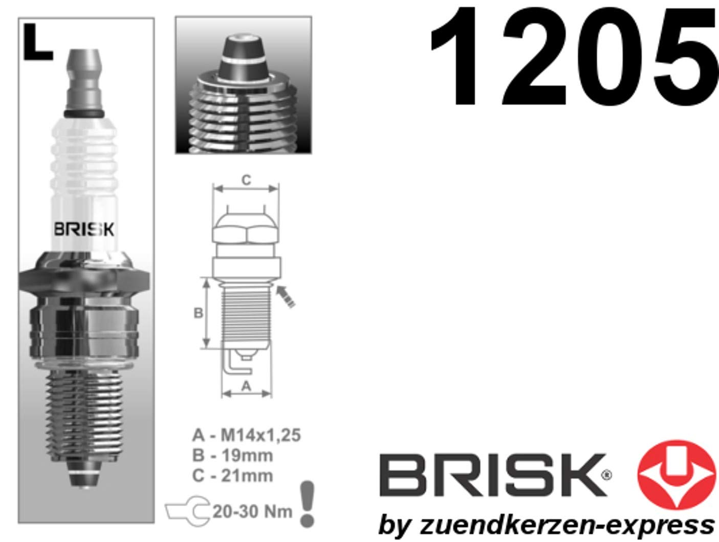 BRISK Premium Racing LR08ZS 1205 Bujías de Encendido, 2 piezas