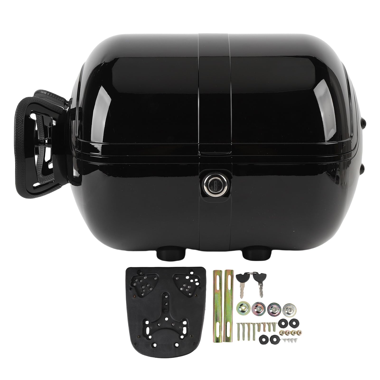 Coffre Moto 28L Top Case, Coffre de Rangement Étanche avec (Black)