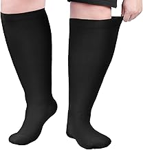 AOOWU Calze a Compressione Graduata da Uomo e Donna, 1 Paia Calzini Contenitivi Taglie Forti Obesi, Polpaccio Oversize Gambaletti 20-30mmHg per Vene Varicose Circolazione Gravidanza Running Ciclismo