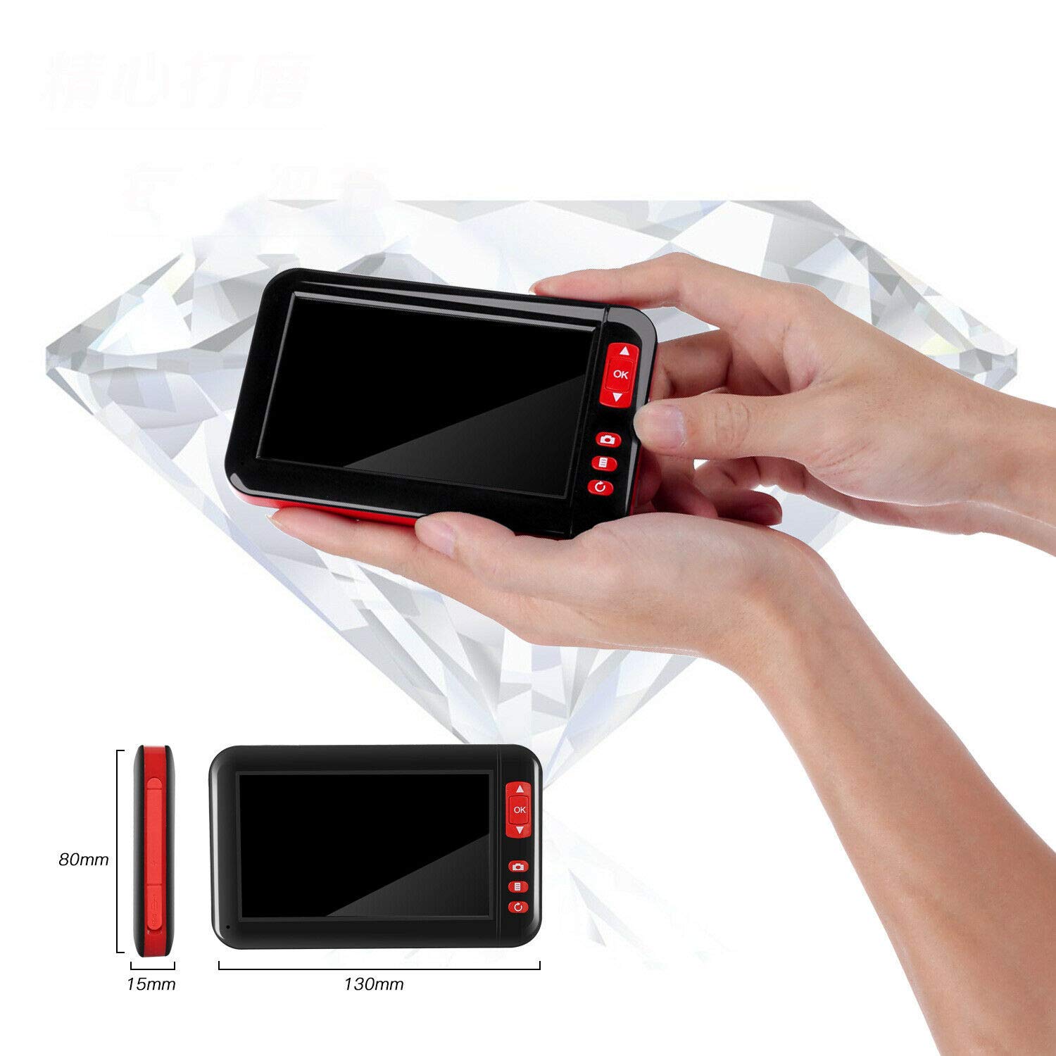 Riloer H845263 endoskop przemysłowy, wodoodporna kamera inspekcyjna 1080P z ekranem LCD o przekątnej 4,3", 8 diod LED, akumulator 2000 mAh, boroskop do inspekcji motoryzacyjnej, rurociągów, klimatyzacji, 2 metry
