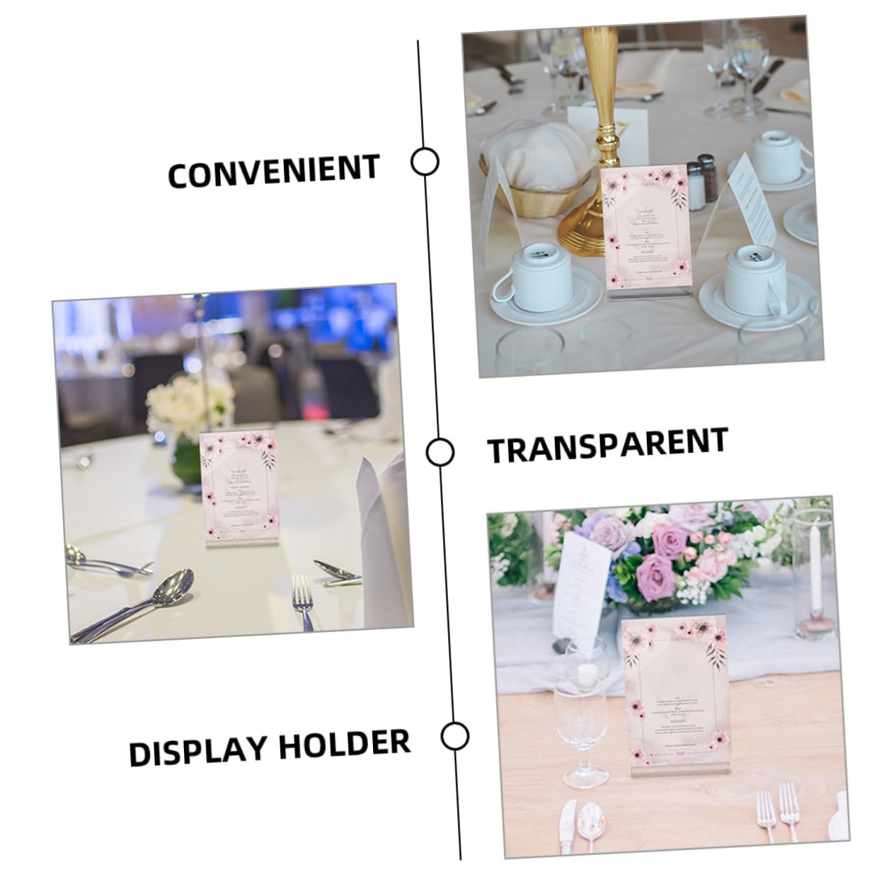 Gadpiparty Menükartenhalter und Stabilem Boden aus Acryl 10 Stück T-förmige mit Rutschfester Basis Doppelseitiger Tischaufsteller für Werbung und Gastronomie