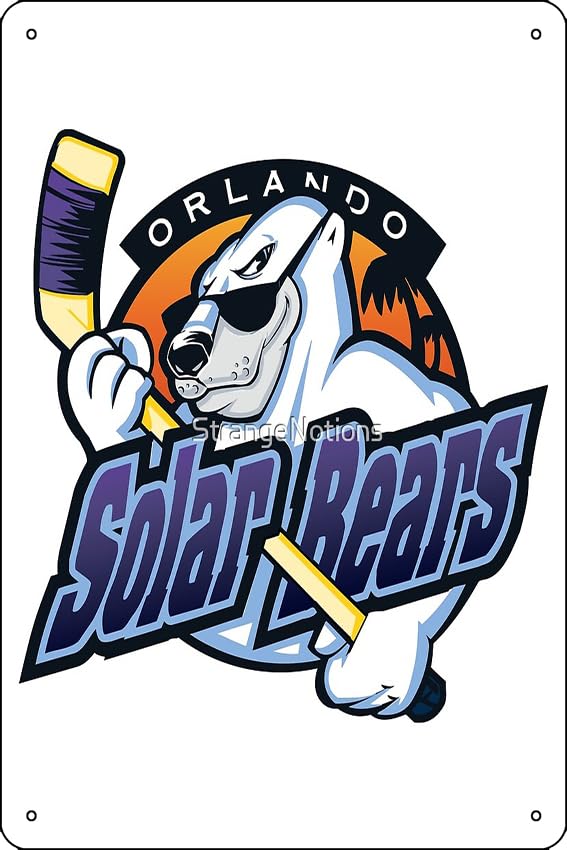 Defunct Orlando Solar Bears IHL Hockey Team Logo Print Metal Tin Sign 12 X 8 Inch Funny Man Cave Home Office Bar Decor