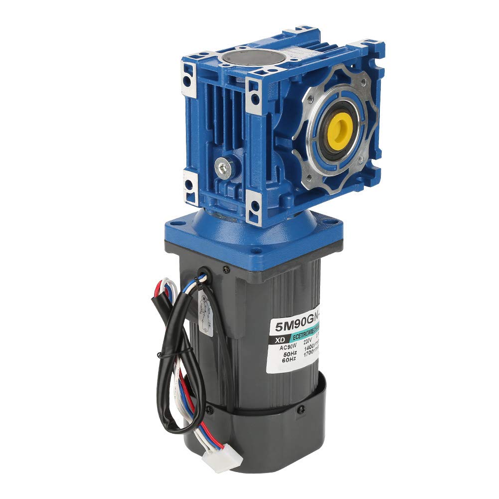 Motoriduttore a vite senza fine, AC 220V 90W 8-Poli 5M90GN-RV40 Motor-Locking Heavy Duty Motoriduttore a velocità variabile 1400 RPM CW/CCW Motoriduttore con regolatore(15K)