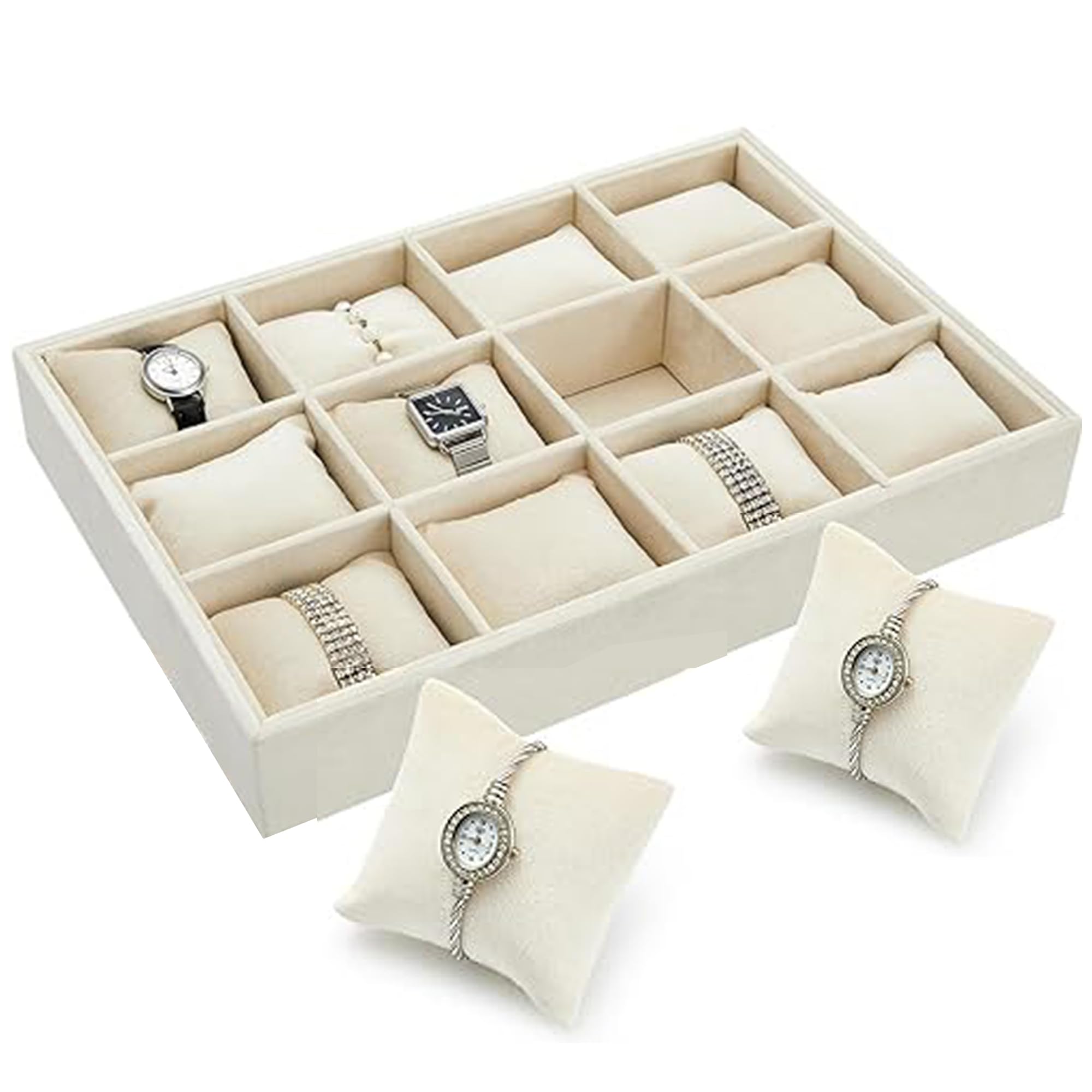 NAXUE Velvet Watch Tray Jewelry Organizer 12 Grid Stackable Watch Organizer Tray Bracelet Bangle Watch Display Holder Adjustable Pillow For Watches Jewelry Organizer Storage Tray for Drawers (1 Piece) (B0D3QK382K) Amazon Price History, Amazon Price Tracker