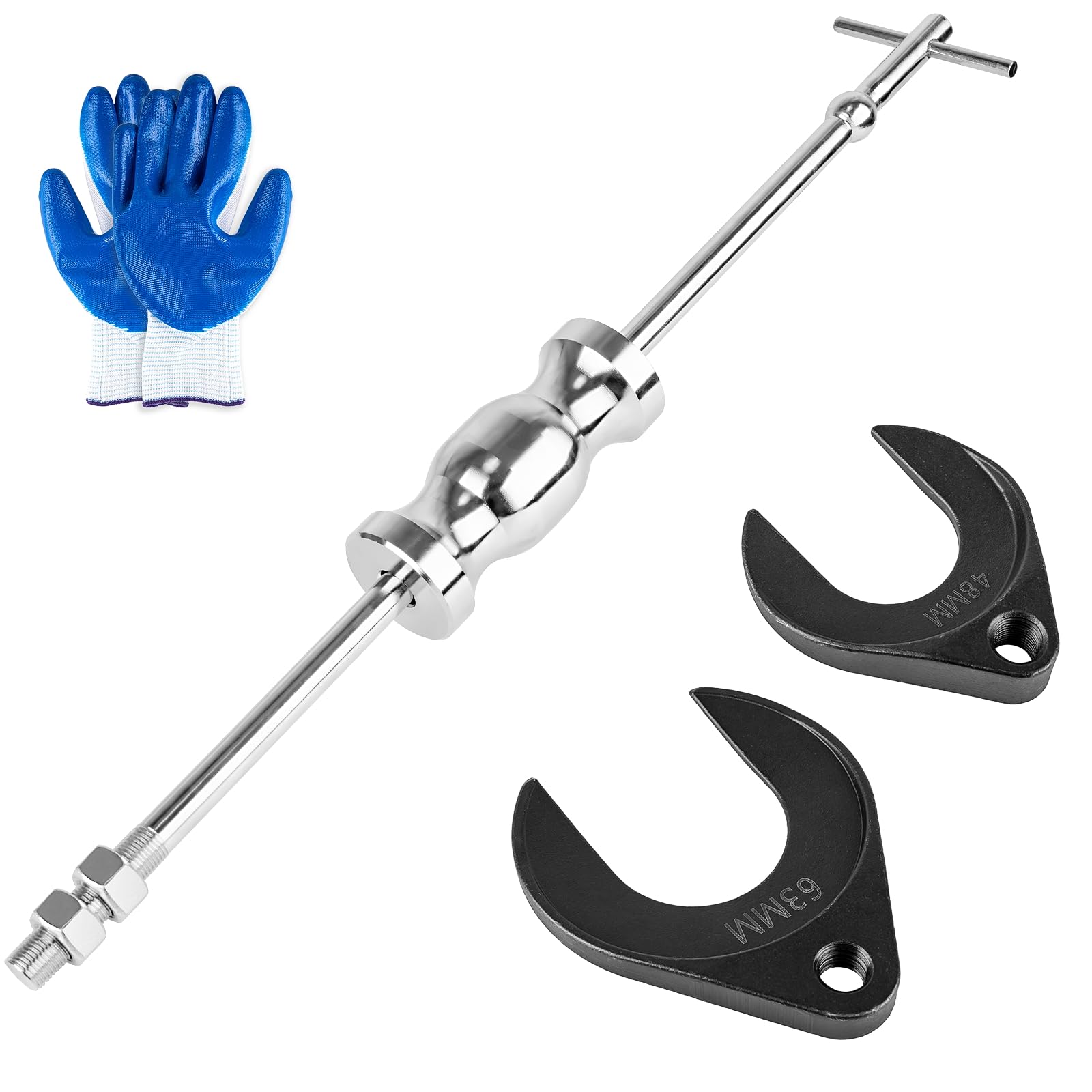 Inner CV Axle Puller Tool with 5/8"-18 Slide Hammer, Slide Hammer Puller Set with 63mm 48mm CV Joint Fork Adapter, Axle Removal Tool for Front Wheel Drive Bearing & Joint Extraction