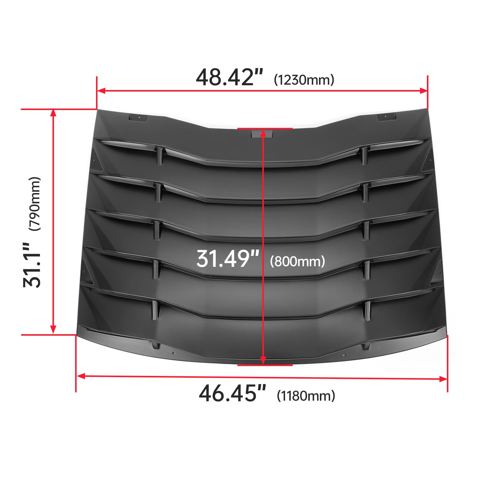 ECOTRIC Rear Window Louver Cover Compatible with 2011-2023 Dodge Charger Vent Unpainted Black ABS GT Lambo Style