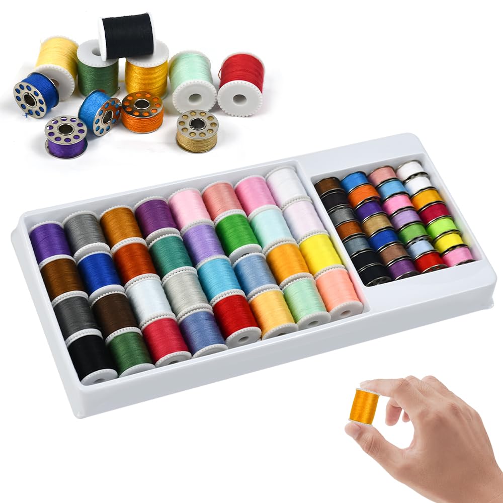 Ybccby Black/White/Red 60 Color Sewing Thread Set, Spool Polyester Thread Kit Diy Embroidery Thread Assortment Polyester Sewing Threads Sewing Bobbins Travel Kit For Sewing Machine For Hand And Machine Sewing