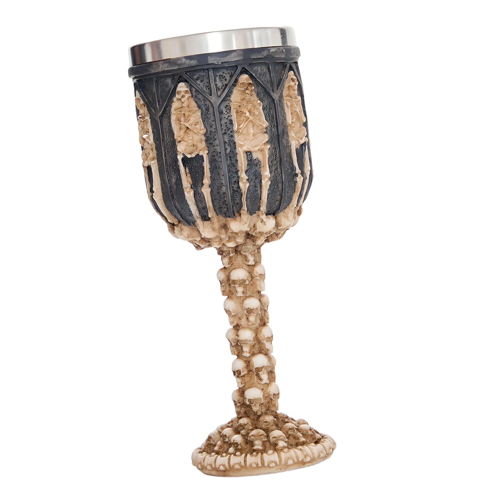 Jazuaiao Unique Horror Theme Stainless Steels Lined Resin Skull Cup Metal Insert Drinkware for Themed Event Themed Party Drinkware