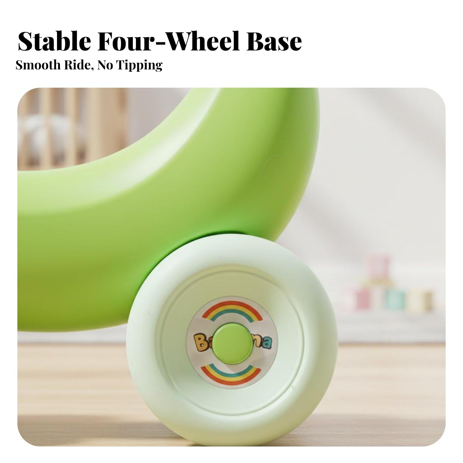 Cavallo a Dondolo per Bambini con Struttura Stabile a Ruote E Forma Originale a Banana in Plastica Robusta Adatta per Sviluppare Equilibrio E Divertimento, Verde