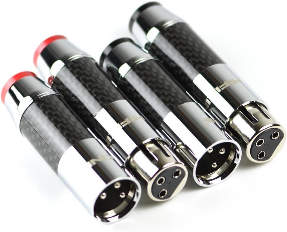 HiFiKing® Hi-Fi Audio Balance XLR Connector Plug Carbon Fiber Series CF-601M (R) + CF-602 (R), A Set/4Pcs
