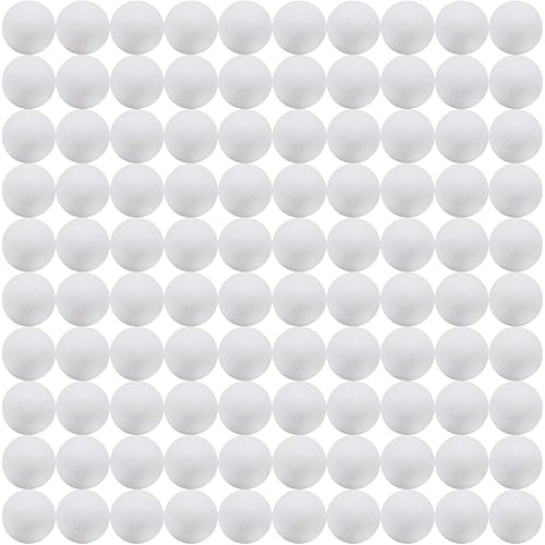 Crafjie Craft Foam Balls 100-Pack 1 Inch in Diameter, Polystyrene for DIY Arts and Crafts, Ornaments, Smooth Polystyrene Foam, Balls for Decoration Household School Projects, White