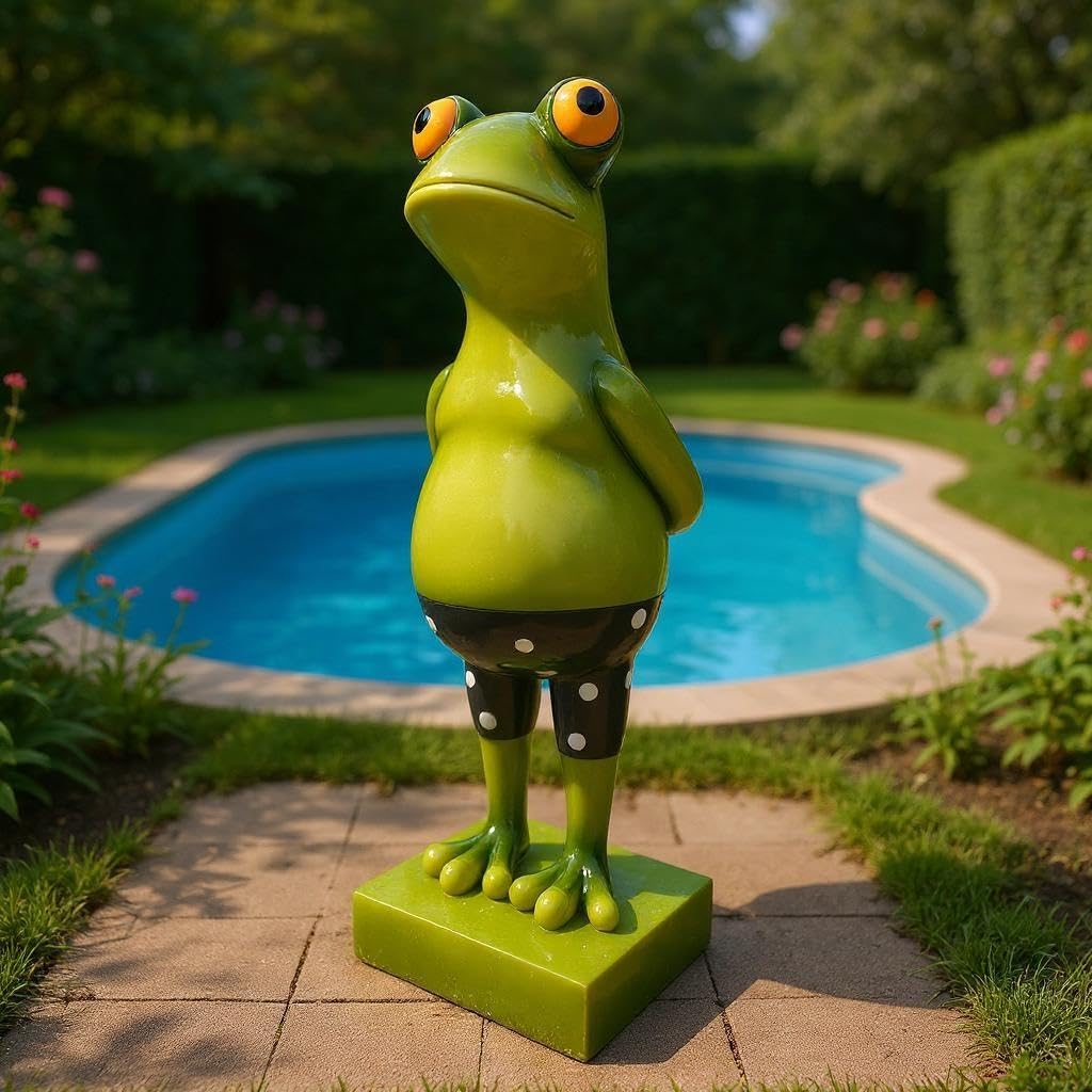 colourliving Frosch Dekofigur lustiger Badefrosch grün Gartenfigur Pooldeko Froschfigur Deko Frosch Schwimmer und Nichtschwimmer (Nichtschwimmer, 43 cm)