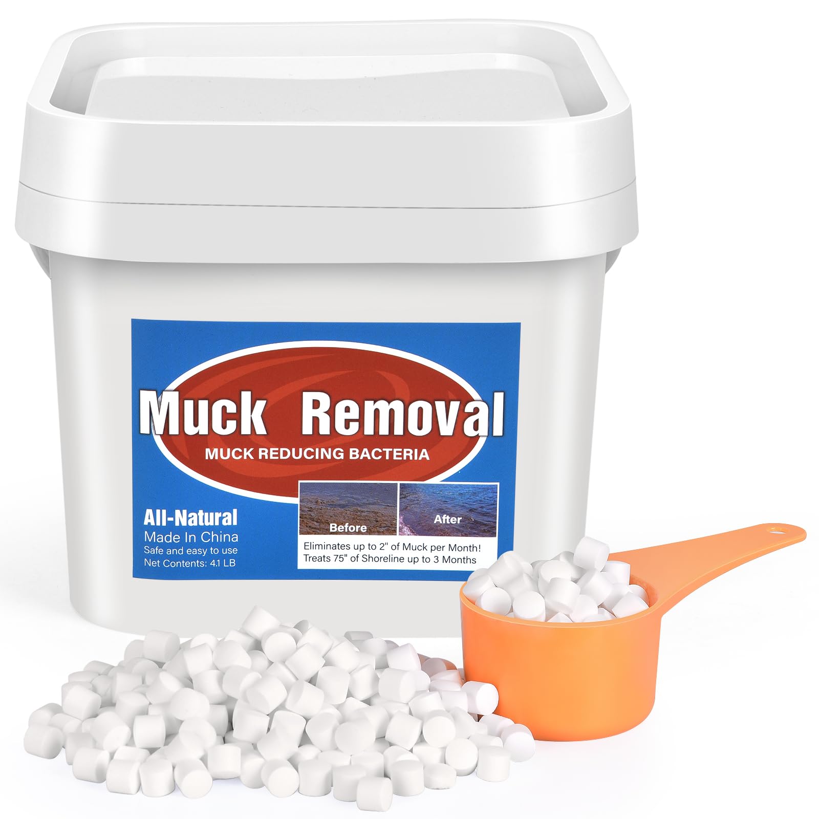 Muck Removal-4 1LB Natural Pond Clear Water Treatment Muck and Sludge Remover for Ponds Lakes Oxygenates Eliminates Odors