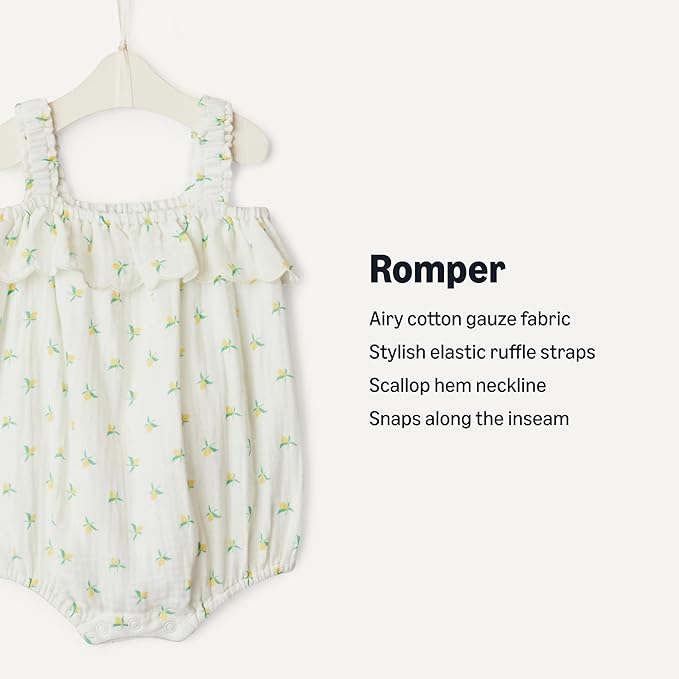 Amazon.com: Amazon Essentials Unisex Babies x Sofia Grainge Baby Girls Cotton Gauze Romper, Pink Gingham, 3-6 Months : Clothing, Shoes & Jewelry
