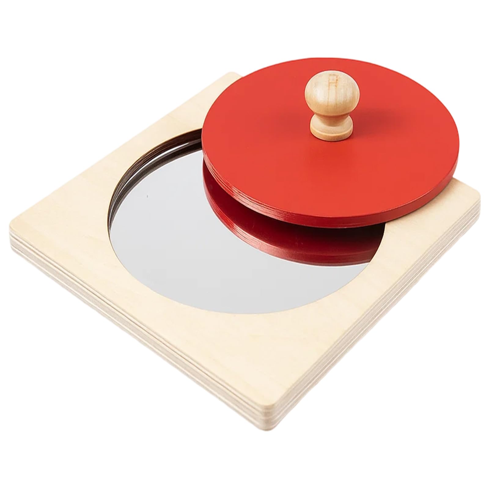 EujRcf Baby Mirror Toy, Interactive Mirror for Baby, Baby Mirror Button Puzzle Toy, Babies Mirror Tummy TimeWooden Sensory Toy for Newborns, Babies, Toddlers 6-12 months