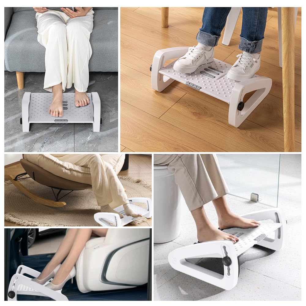 Fußstütze für unter dem Schreibtisch bei der Arbeit – Sechs höhenverstellbare Fußstütze unter dem Schreibtisch – Ergonomische Fußhocker für den Schreibtisch – Schreibtisch-Fußstütze mit