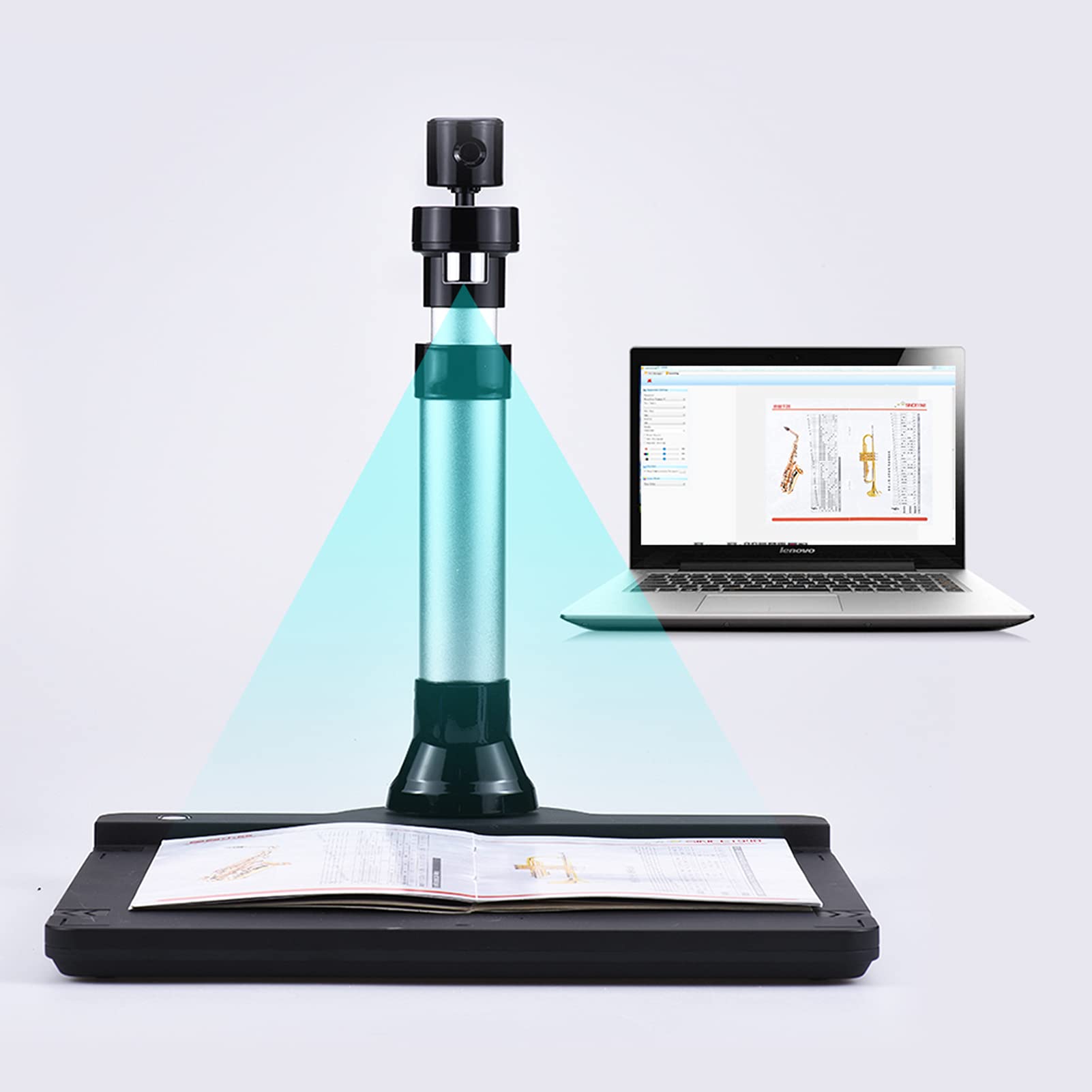 Scanner réglable USB à double objectif avec fonction OCR LED pour salle de classe, bureau, bibliothèque, banque