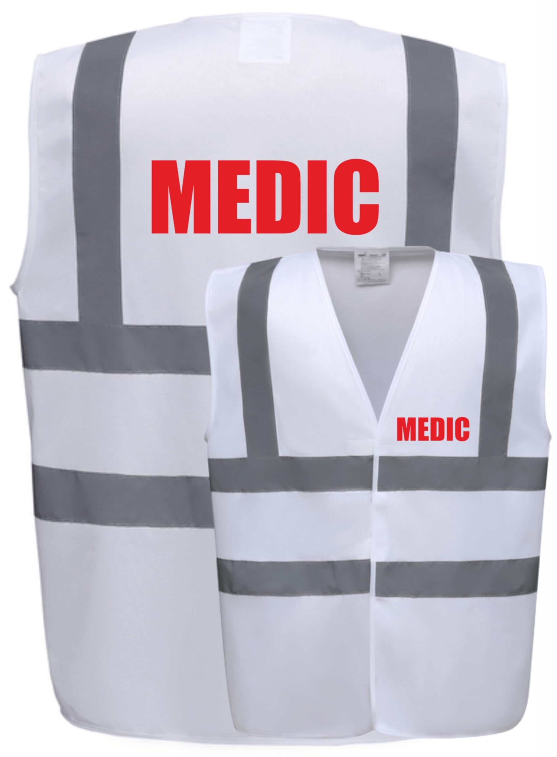 Brook Hi Vis Uk Unisex White Brook Hi Vis Medic Hi Vis Safety Vest – High Visibility Reflective Waistcoat – En Iso 20471 Compliant – Bs Standard – Emergency Medical & First Aid