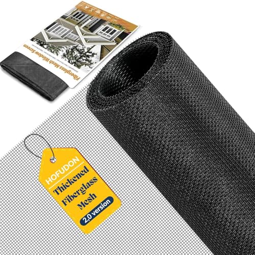HOFUDON Window Screen Mesh, 48'x100' Fiberglass Window Screen Door Mesh, Screen Door Replacement...